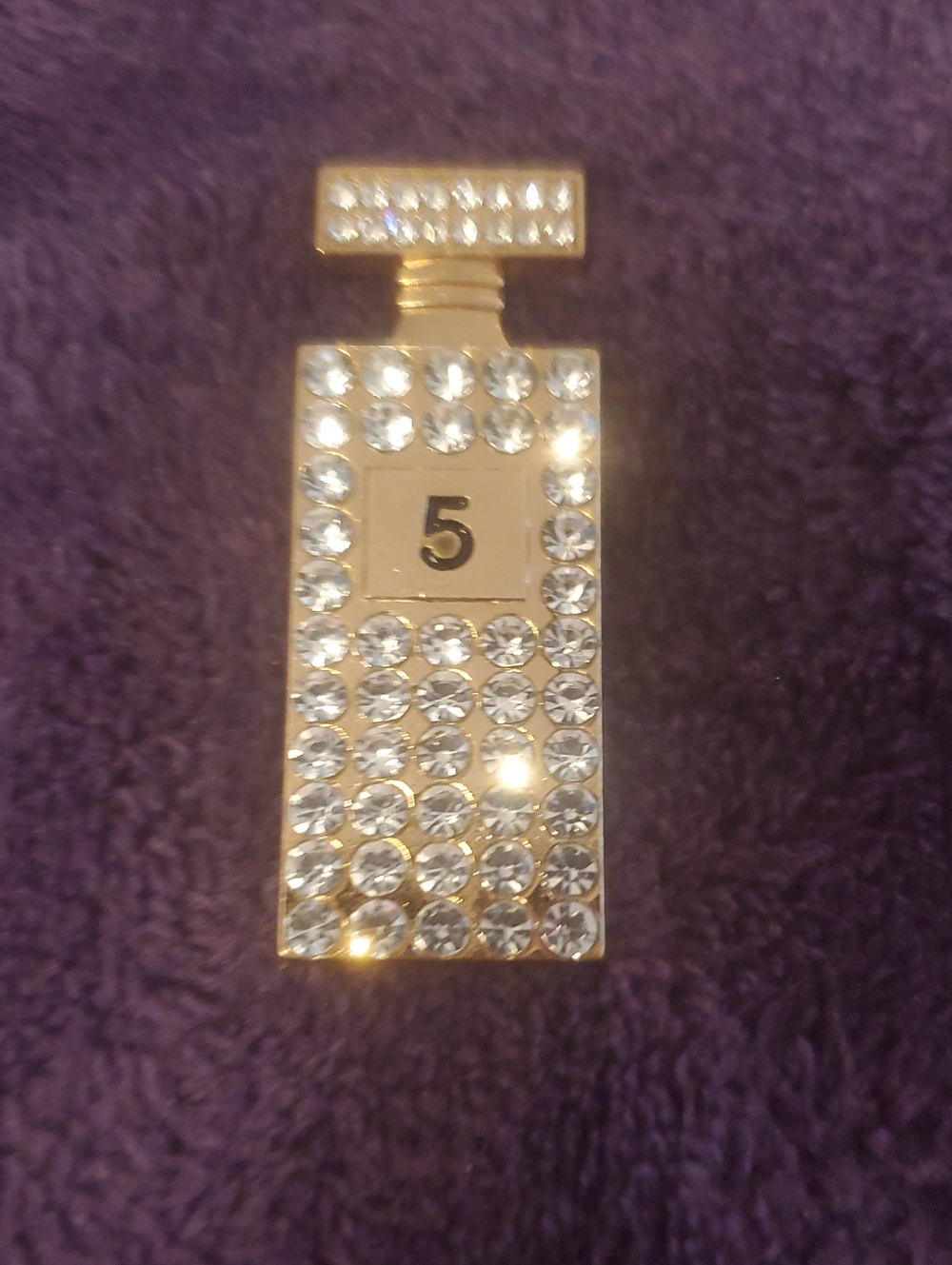 Gold-Tone Crystal Perfume Bottle Pendant - Gold